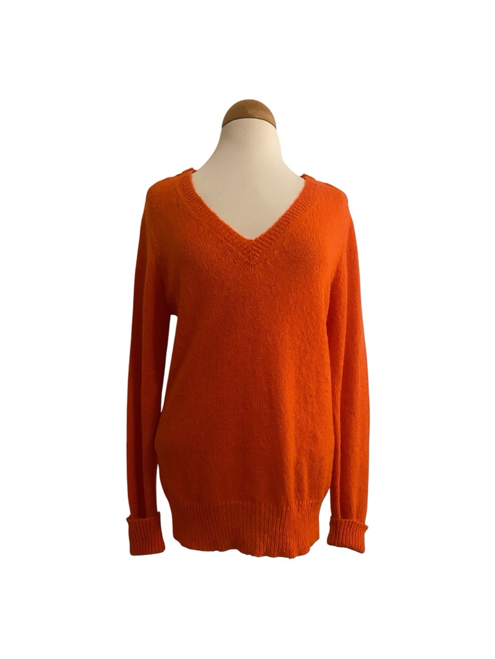 J. Crew V-Neck Sweater in Vibrant Orange